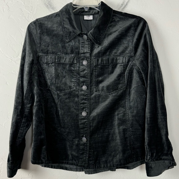 Cabi Jacket Coat Solid Dark Gray Charcoal Tuesday Topper Crushed Velvet‎ Velour - Picture 1 of 7